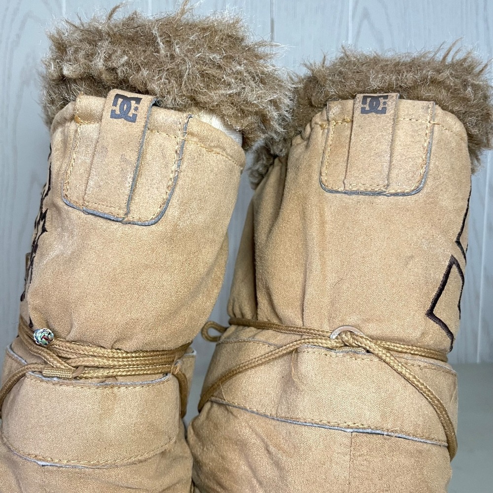 DC Chalet Women's Winter Snow Boots Brown Suede Faux Fur Y2K Lace Up Size 6 Rare - Picture 8 of 16